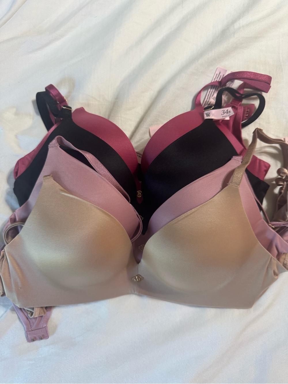 Victoria's Secret Smooth T-Shirt Bra Trio - Nude, Black, Berry